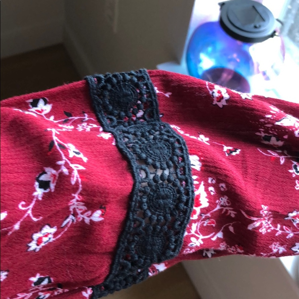 Mossimo • Floral Boho Open Shoulder Rayon Romper - Picture 7 of 11